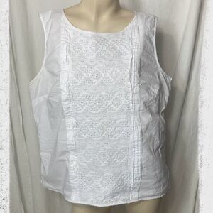 Talbots women’s white cotton eyelet sleeveless top size 18